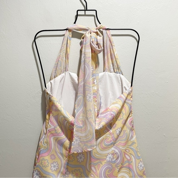 PRINCESS POLLY Women’s Mod Floral Pastel Print Halter Dress 60s Vibe Size 4 - Picture 5 of 8